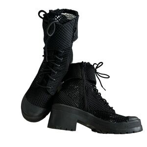 JEFFREY CAMPBELL RICKI HIKER BOOT IN BLACK MESH